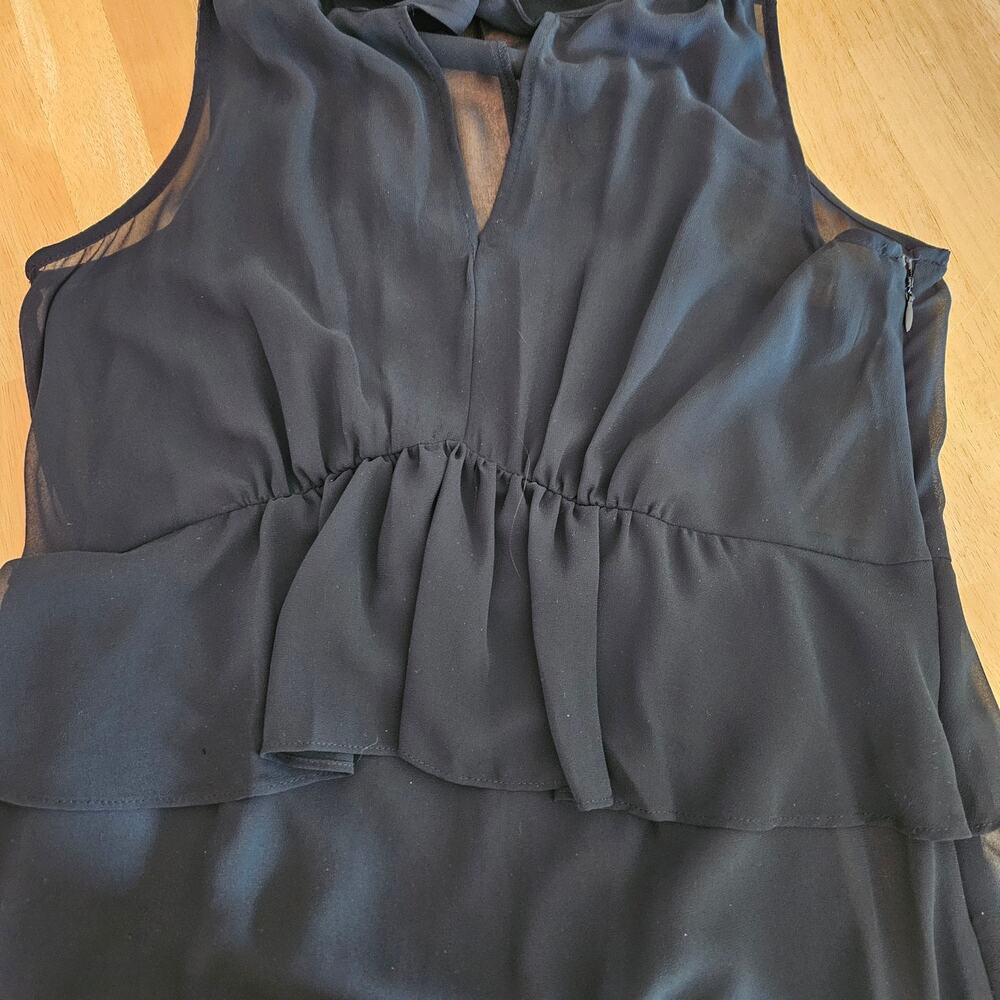 Who What Wear Black Ruffled Tiered Dress Chiffon Sleeveless Midi Sz M - Picture 8 of 10